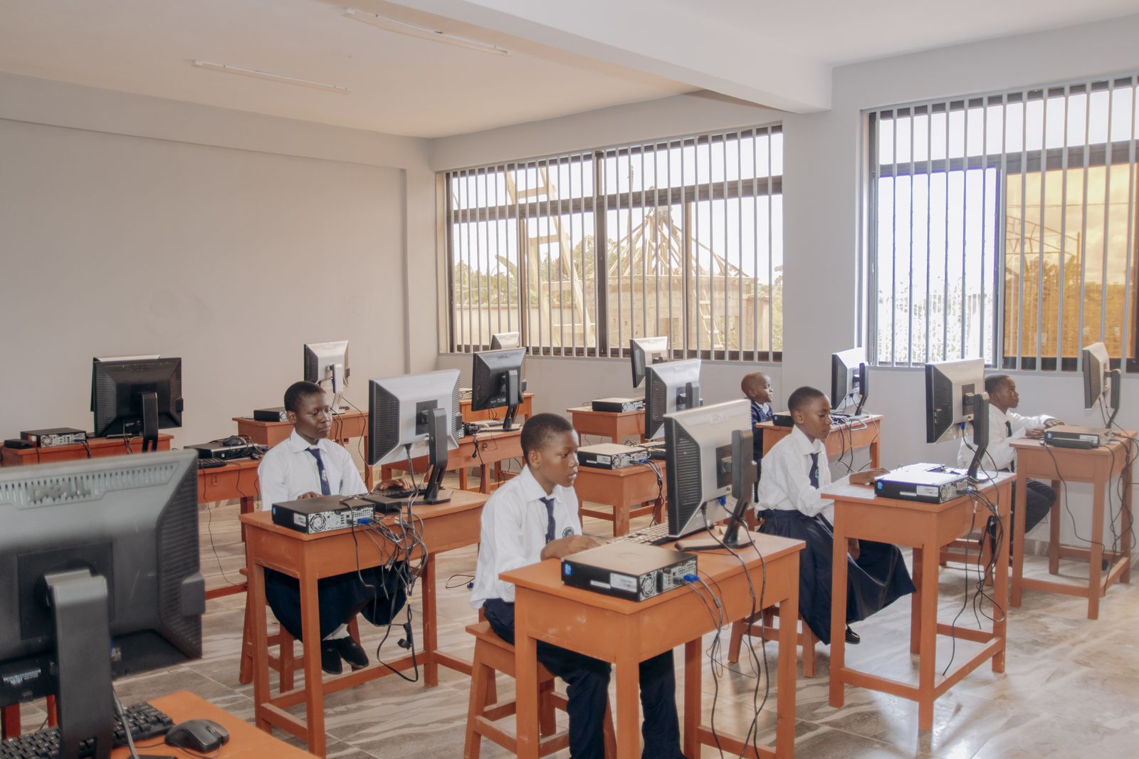 Students working in the college computer room